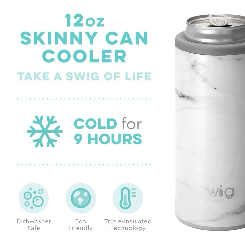 SWIG LIFE Matte Marble Skinny Can (12oz) Cooler • Brand New